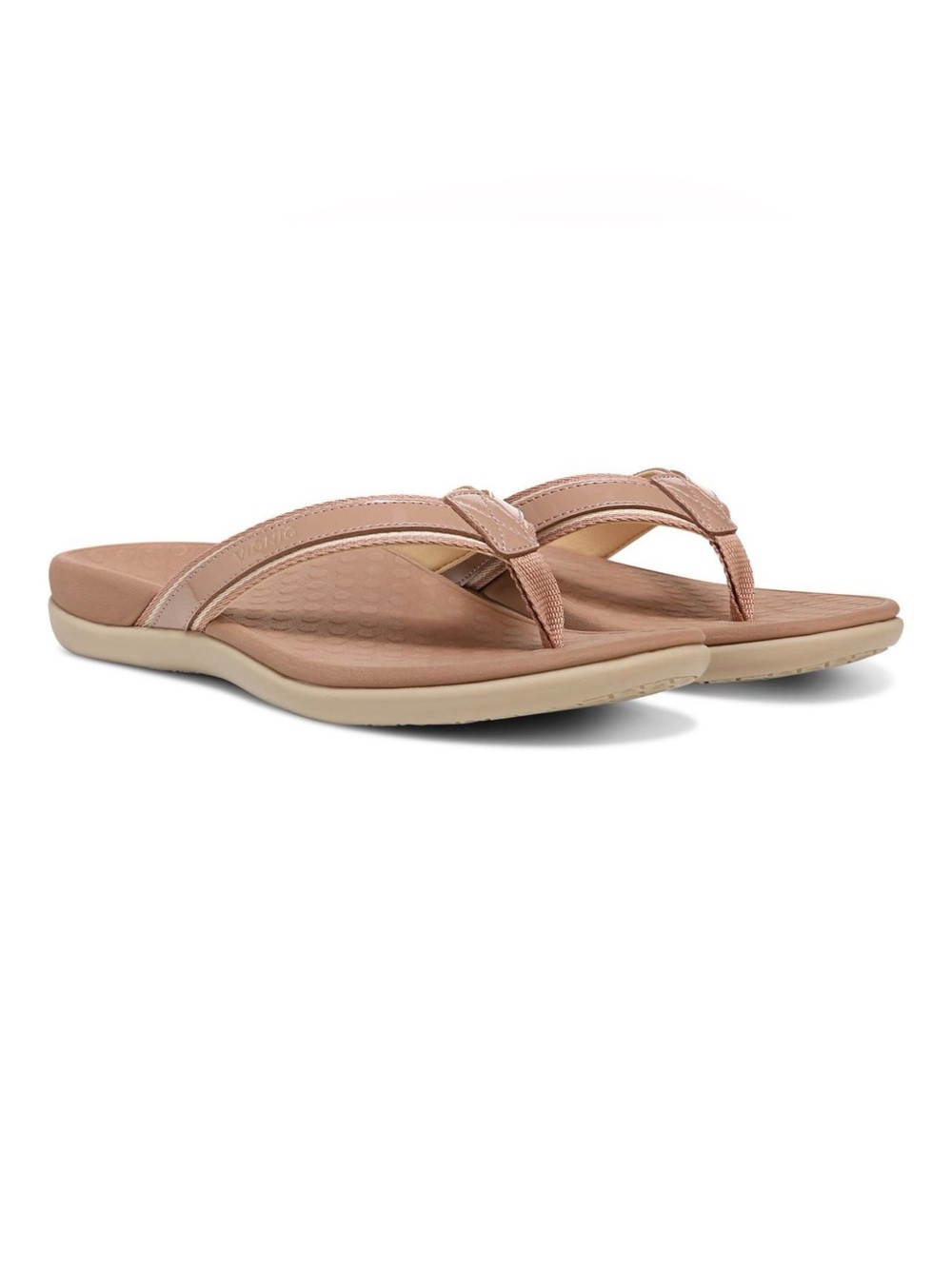Vionic Tide Sport Macaroon Sandals 9 Orthotic Arch Support Patent Flip Flops